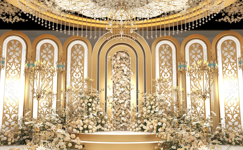 历城香槟色调婚礼堂效果展示